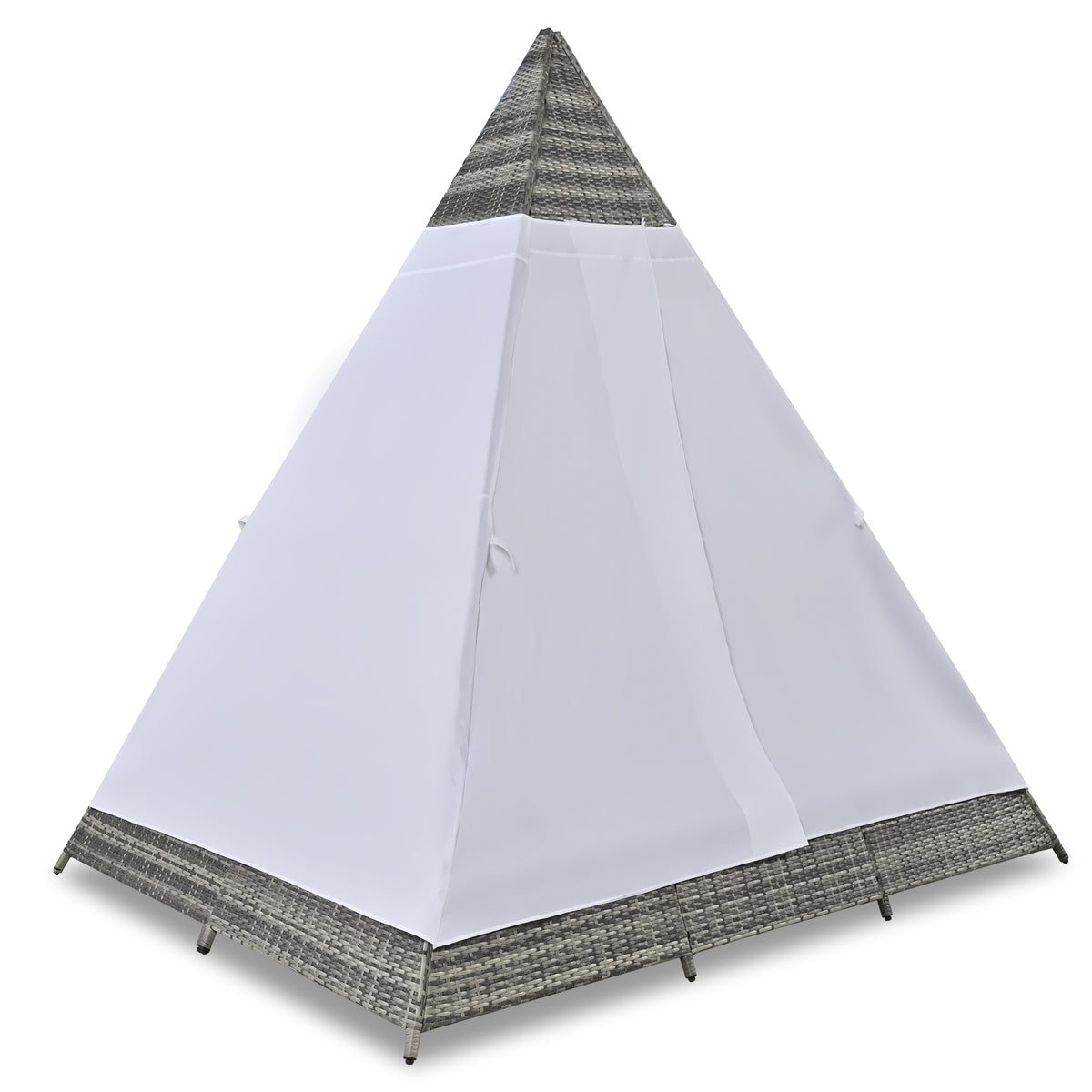 90.5" Length Outdoor Sunbed With Colorful Pillows, Wicker Patio Daybed With Cushions, Tent Shape, Gray And Blue Yes Blue Grey Wicker