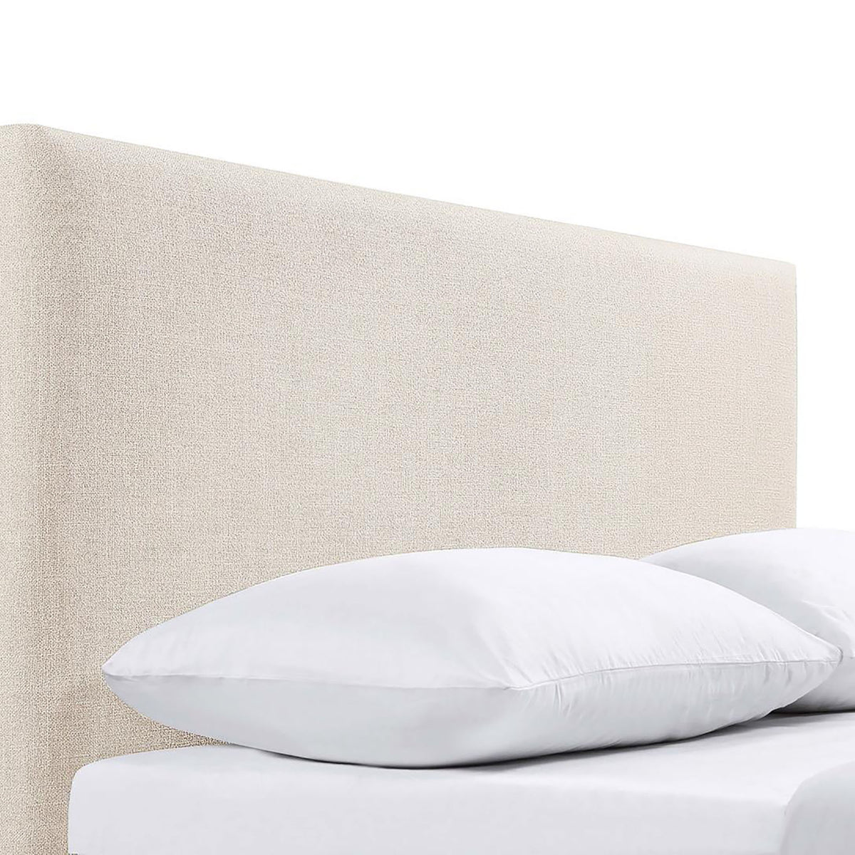 Sand Headboard With Soft Edges Ivory Wood Bedroom Transitional Pine Bed Frame Foam Upholstered