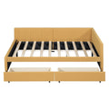 Full Size Upholstered Daybed With 2 Storage Drawers Sofa Bed Frame No Box Spring Needed, Linen Fabric Yellow Yellow Linen