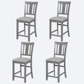 Dining Room Furniture Counter Height Chairs Set Of 4, Kitchen Chair With Padded Seatupholstered Side Chair For Dining Room, Living Room, Gray Wood Gray Solid Back Seats 4 Dining Room Rubberwood Rubber Wood