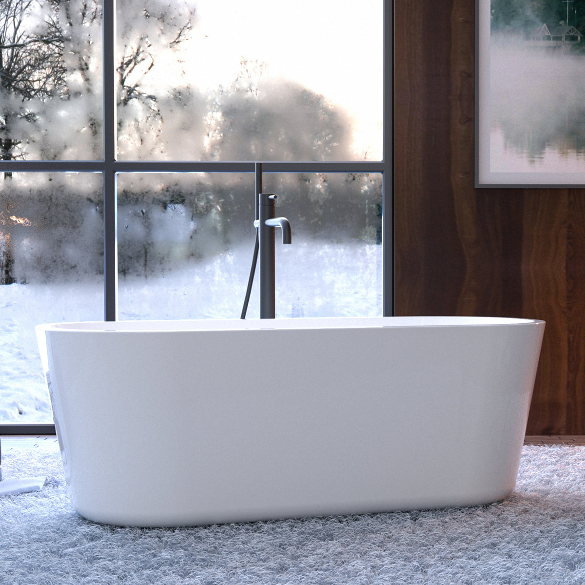 55" Acrylic Freestanding Bathtub, Contemporary Soaking Tub With Chrome Overflow And Drain, Cupc Certified For Quality Assurance, High Glossy White 24A02 55 Gloss White Acrylic