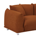 Originality Shapes Curry Lambswool Sherpa 4 Seater Sofa With Metal Legs, Solid Wood Frame Couch With 3 Pillows, Linear And Modular Version Design, Possibility Combined Armchair Current Style Brown