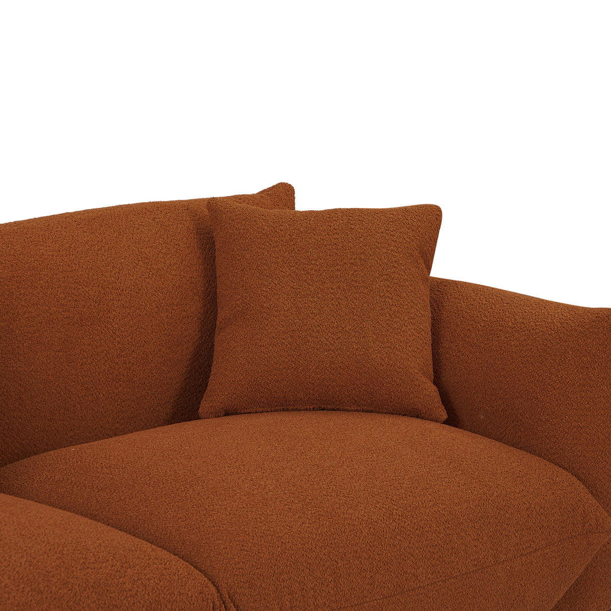 Originality Shapes Curry Lambswool Sherpa 4 Seater Sofa With Metal Legs, Solid Wood Frame Couch With 3 Pillows, Linear And Modular Version Design, Possibility Combined Armchair Current Style Brown