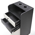 Salon Styling Station With 2 Drawers, 2 Hair Dryer Holders And 1 Cabinet, Black White White Black Mdf