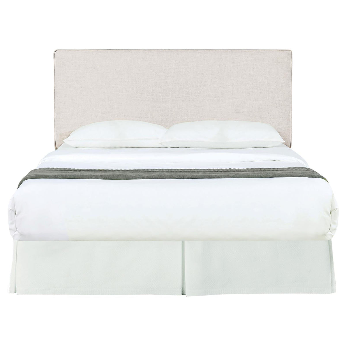 Sand Headboard With Self Welt Details Ivory Wood Bedroom Transitional Pine Bed Frame Foam Upholstered