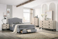 Light Grey Burlap Fabric 1Pcs Queen Size Bed W Drawer Button Tufted Arch Design Headboard Storage Fb Bedframe Bedroom Furniture Box Spring Not Required Queen Light Grey Wood Bedroom American Design,Contemporary,Modern,Transitional Bed Frame Burlap
