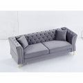 3 Seater 2 Seater Combination Sofa Tufted Couch With Rolled Arms And For Living Room, Bedroom, Office, Apartment, Four Pillows Grey Foam Velvet