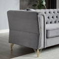 3 Seater 3 Seater Combination Sofa Tufted Couch With Rolled Arms And For Living Room, Bedroom, Office, Apartment, Four Pillows Grey Foam Velvet