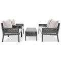K&K 4 Piece Rope Patio Furniture Set, Outdoor Furniture With Tempered Glass Table, Patio Conversation Set Deep Seating With Thick Cushion For Backyard Porch Balcony Grey Yes Complete Patio Set Grey Weather Resistant Frame Fade Resistant Cushion Garden &