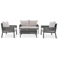 K&K 4 Piece Rope Patio Furniture Set, Outdoor Furniture With Tempered Glass Table, Patio Conversation Set Deep Seating With Thick Cushion For Backyard Porch Balcony Grey Yes Complete Patio Set Grey Weather Resistant Frame Fade Resistant Cushion Garden &