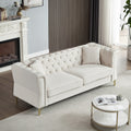 3 Seater 2 Seater Combination Sofa Tufted Couch With Rolled Arms And For Living Room, Bedroom, Office, Apartment, Four Pillows Beige Foam Velvet