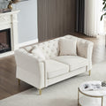 3 Seater 2 Seater Combination Sofa Tufted Couch With Rolled Arms And For Living Room, Bedroom, Office, Apartment, Four Pillows Beige Foam Velvet