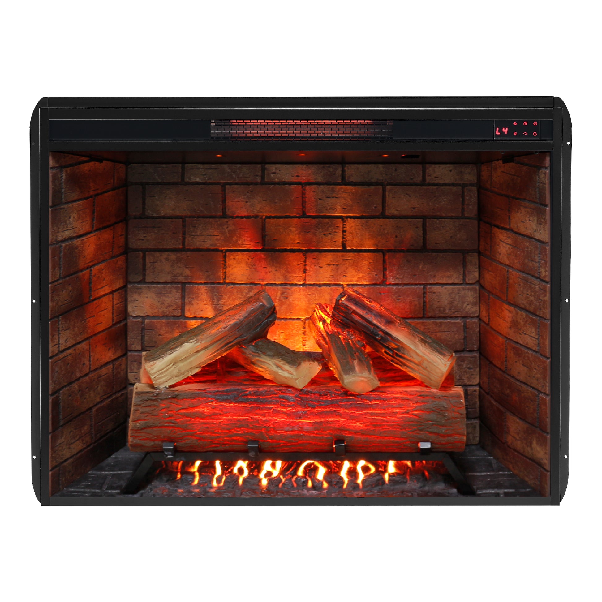 33 Inch Infrared Electric Fireplace Insert, Touch Panel Home Decor Heater, Smokeless Firebox With Trim Kit Powder Coated Electric Antique Black Vent Free Primary Living Space Yes Insert Tempered Glass Sheet Metal Plastic Electric