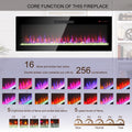 60 Inch Electric Fireplace, Recessed And Wall Mounted Fireplace Powder Coated Electric Antique Black Vent Free Yes Tempered Glass Sheet Metal Plastic Electric