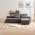Convertible 3 In 1 Sleeper Sofa And Sectional Sofa With 4 Storage Space For Living Room,Corduroy Couch With 4 Pillows,Corduroy Grey Corduroy 3 Seat