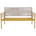 K&K 4 Piece Rope Patio Furniture Set, Outdoor Furniture With Tempered Glass Table, Patio Conversation Set Deep Seating With Thick Cushion For Backyard Porch Balcony Beige&Mustard Yellow Yes Complete Patio Set Beige Yellow Weather Resistant Frame Fade
