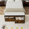 Full Size Metal Bed Frame With Drawer, Black Heavy Duty Mattress Foundation With Steel Slat Support, Noise Free,81.73