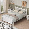 Full Size Solid Wood Platform Bed Frame For Kids, Teens, Adults, No Need Box Spring, White Box Spring Not Required Full White Wood Bedroom Mid Century Modern,Modern Pine Bed Frame Wood