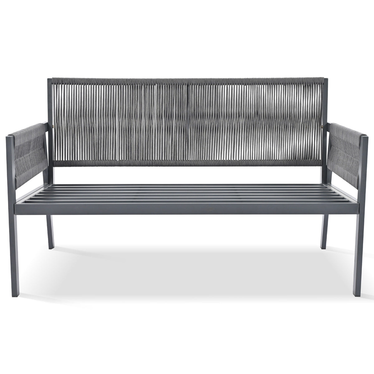 K&K 4 Piece Rope Patio Furniture Set, Outdoor Furniture With Tempered Glass Table, Patio Conversation Set Deep Seating With Thick Cushion For Backyard Porch Balcony Grey Yes Complete Patio Set Grey Weather Resistant Frame Fade Resistant Cushion Garden &
