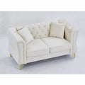 3 Seater 2 Seater Combination Sofa Tufted Couch With Rolled Arms And For Living Room, Bedroom, Office, Apartment, Four Pillows Beige Foam Velvet