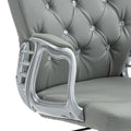 Vinsetto Pu Leather Home Office Chair, Button Tufted Desk Chair With Padded Armrests, Adjustable Height And Swivel Wheels, Gray Gray Faux Leather