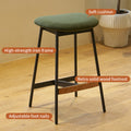 Modern Set Of 2 Bar Stools Comfortable & Stylish Counter Height And Bar Height Bar Stools,Soft Fabric Upholstered, Backless For Kitchen, Dining Room Bar Chairs Green Metal