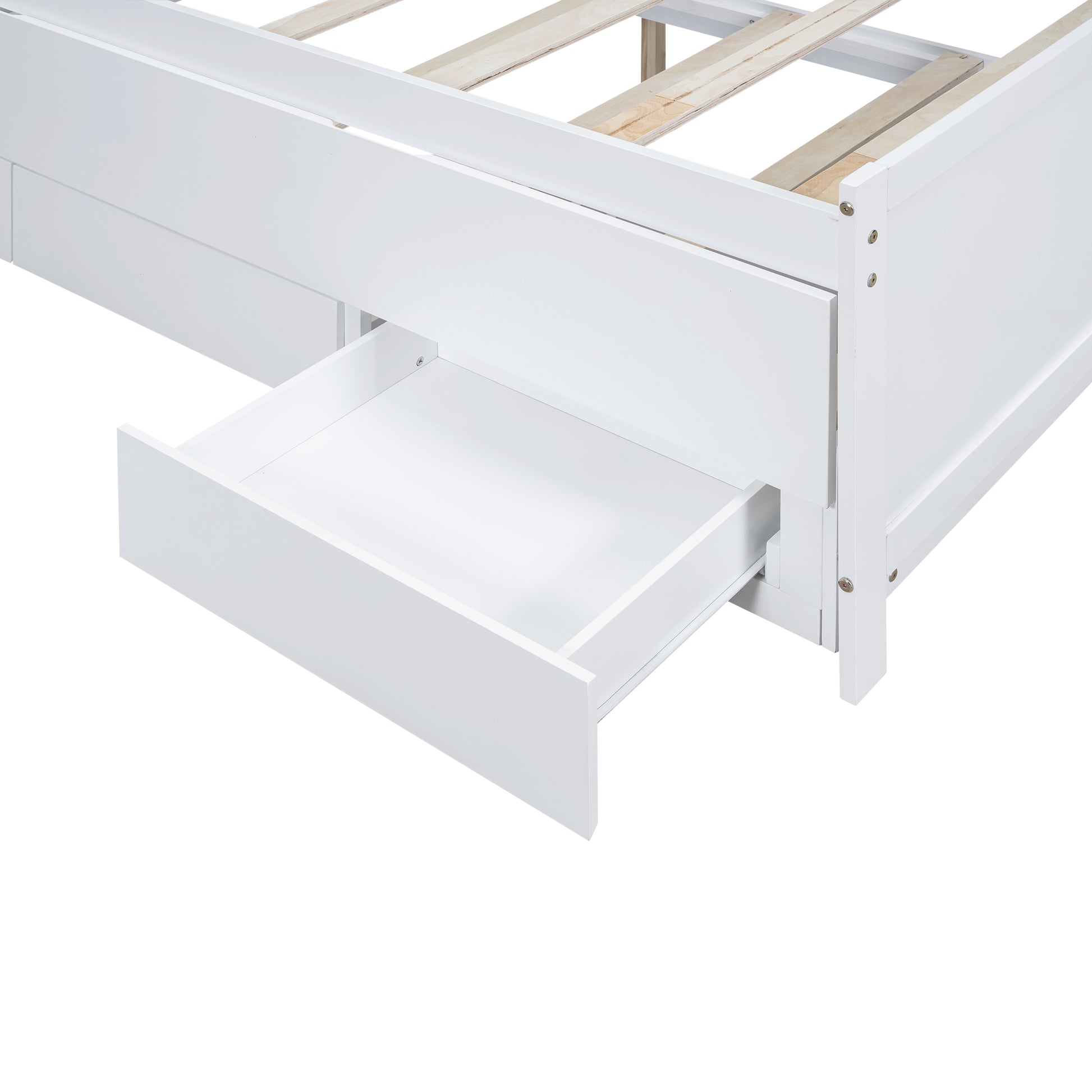 Full Size Platform Bed With Storage Led Headboard, Twin Size Trundle And 3 Drawers, White Box Spring Not Required Full White Bedroom Bed Frame Solid Wood Mdf