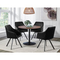 Black Channeled Sloped Arm Swivel Chair Black Dining Room Spot Clean Industrial Arm Chair Tufted Back Foam Upholstered