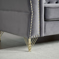 3 Seater 2 Seater Combination Sofa Tufted Couch With Rolled Arms And For Living Room, Bedroom, Office, Apartment, Four Pillows Grey Foam Velvet