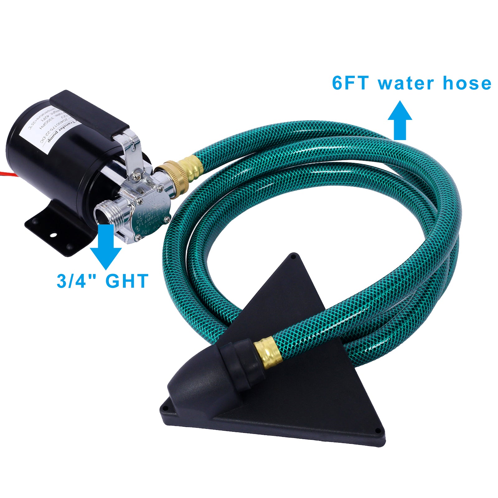Dc 12 Volt 1 10Hp 330Gph Battery Powered Mini Portable Electric Utility Sump Transfer Water Pump With Water Hose Kit Black Black Steel