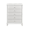 Modern Glamorous Bedroom Chest Of 5X Drawers 1Pc Metallic White Finish Alligator Textured Fronts Mirror Trim Wooden Furniture White Bedroom Glam,Modern Wood