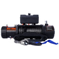 Winch 13000 Lb. Load Capacity Electric Winch 12V Dc Power For Towing Truck Off Road, With Wireless Remote Black Steel