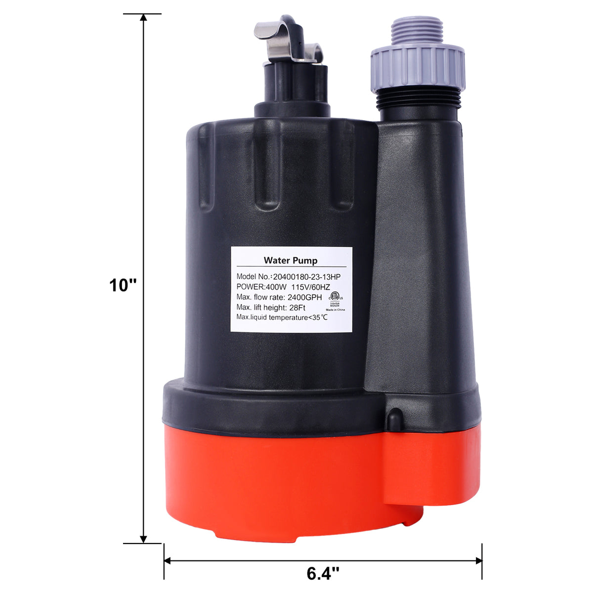 Submersible Water Pump, 1 3Hp 2500Gph Thermoplastic Utility Pump Portable Electric Water Pump Sump Pump, With 10 Feet Power Cord. Black Abs