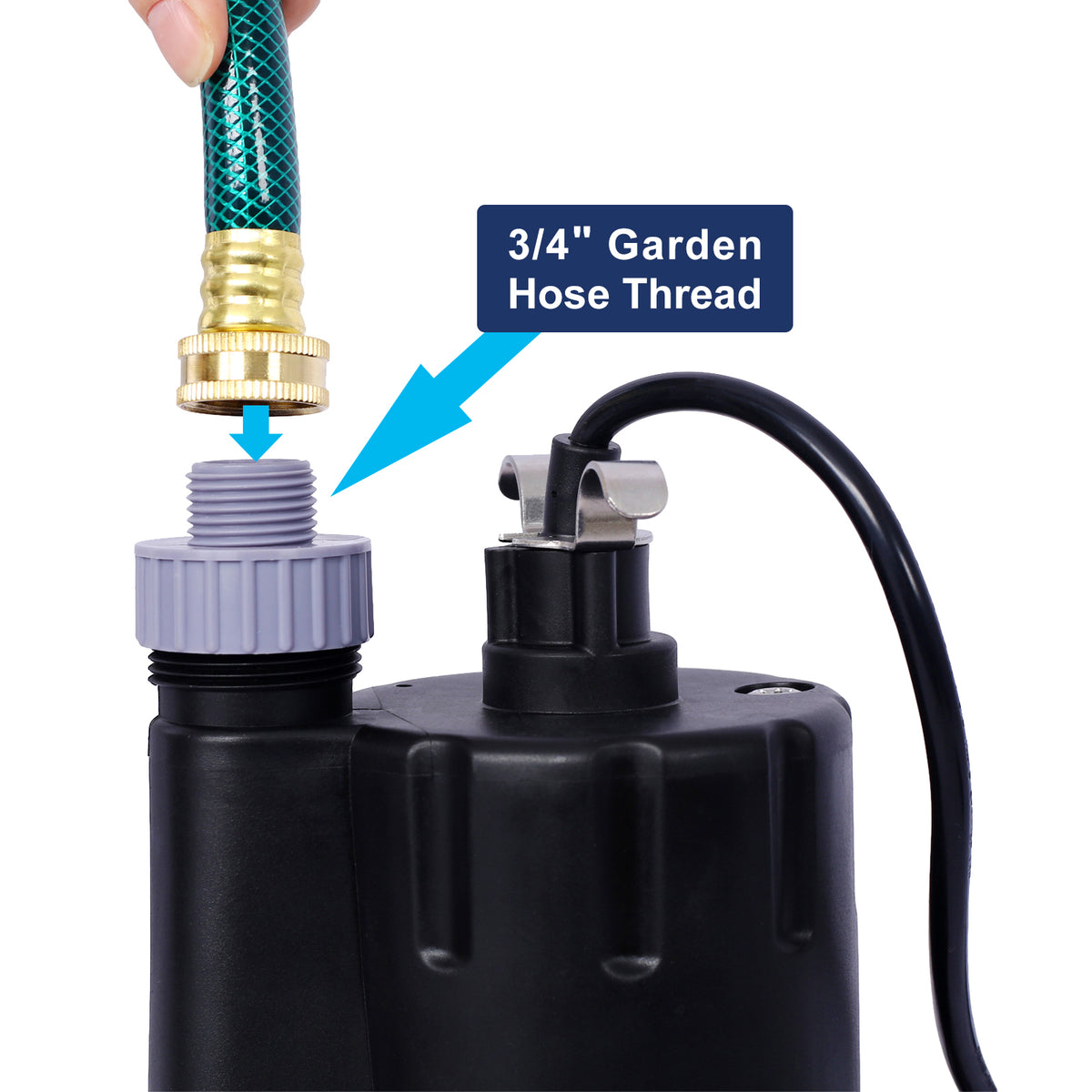 Submersible Water Pump, 1 3Hp 2500Gph Thermoplastic Utility Pump Portable Electric Water Pump Sump Pump, With 10 Feet Power Cord. Black Abs