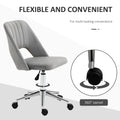 Vinsetto Modern Mid Back Office Chair With Velvet Fabric, Swivel Computer Armless Desk Chair With Hollow Back Design For Home Office, Grey Gray Polyester