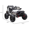 Aosom Kids Ride On Car 12V Battery Powered Electric Truck With Wide Seat, Parent Remote Control & Music, White White Steel