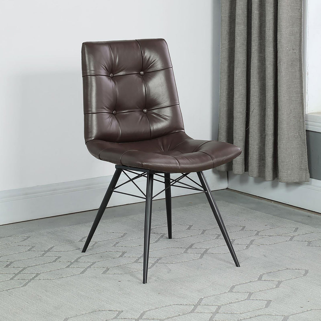 Brown And Gunmetal Back Dining Chairs Set Of 4 Brown Dining Room Industrial Side Chair Tufted Back Upholstered