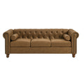 Classic Traditional Living Room Upholstered Sofa With High Tech Fabric Surface Chesterfield Tufted Fabric Sofa Couch, Large Brown Brown Primary Living Space Medium Soft Cushion Back Square Arms Foam Fabric 3 Seat