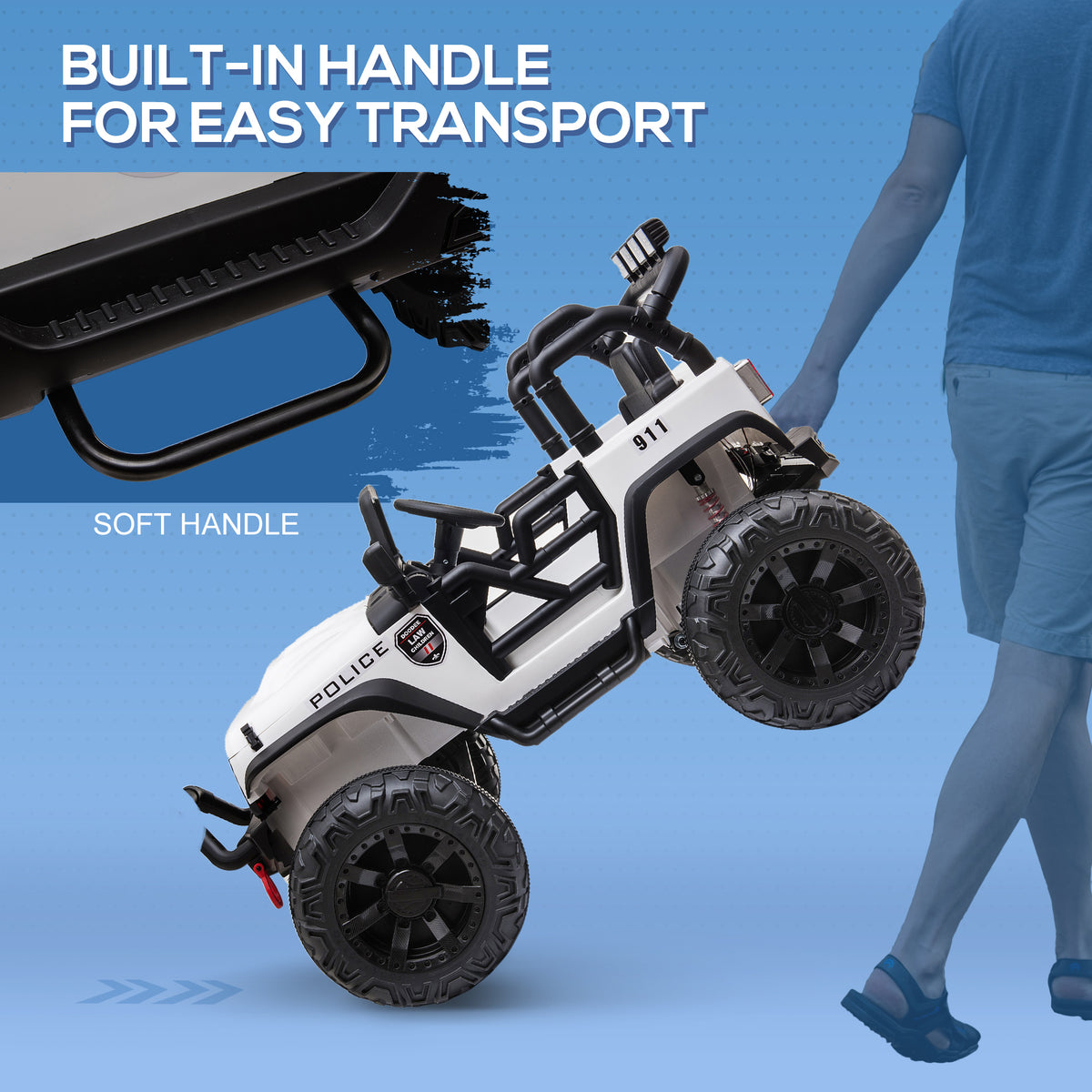 Aosom Kids Ride On Car 12V Battery Powered Electric Truck With Wide Seat, Parent Remote Control & Music, White White Steel
