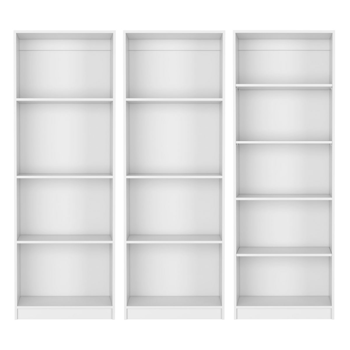 Chelton 3 Piece Living Room Set With 3 Bookcases, Matt Gray White White Particle Board Engineered Wood