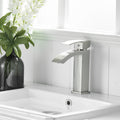 Brushed Nickel Bathroom Faucet,Faucet For Bathroom Sink, Single Hole Bathroom Faucet Modern Single Handle Vanity Basin Faucet Bathroom Joystick Geometric One Brushed Nickel Side Sprayer Deck Mounted Cartridge Valve Single Hole Faucets Matte Black