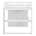 Wood Full Size Loft Bed With Built In Wardrobe, Desk, Storage Shelves And Drawers, White Box Spring Not Required Full White Wood Bedroom Bed Frame Solid Wood Mdf