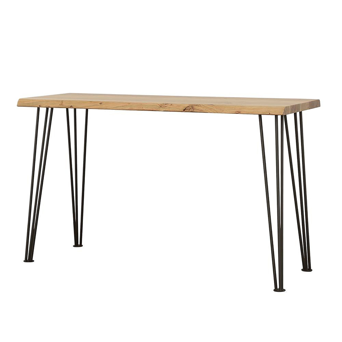 Natural And Matte Black Sofa Table With Hairpin Leg Brown Primary Living Space Farmhouse,Rustic Tabeltop Acacia Rectangular Coffee & End Tables Powder Coated Wood