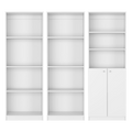 Oasis 3 Piece Living Room Set With 3 Bookcases, White White Particle Board Engineered Wood