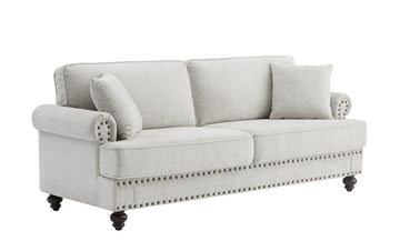 82" Chenille Modern Upholstered Sofas 2 Seater Couches With Nails And Armrests White White Primary Living Space American Design Polyester Chenille 3 Seat