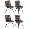 Brown And Gunmetal Back Dining Chairs Set Of 4 Brown Dining Room Industrial Side Chair Tufted Back Upholstered