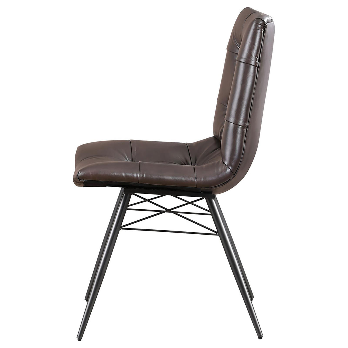 Brown And Gunmetal Back Dining Chairs Set Of 4 Brown Dining Room Industrial Side Chair Tufted Back Upholstered