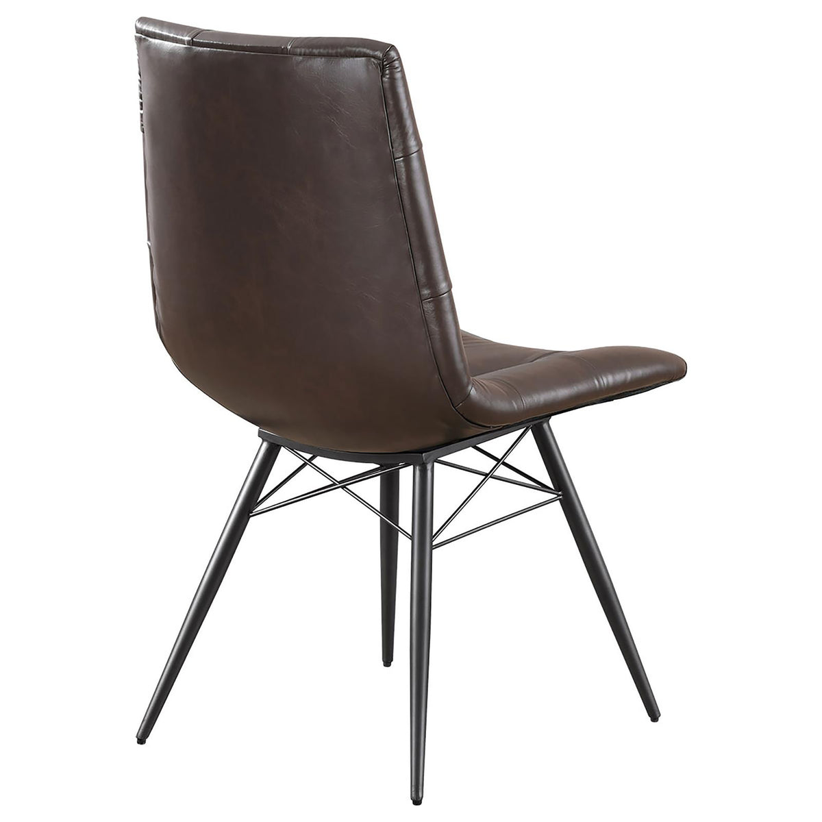 Brown And Gunmetal Back Dining Chairs Set Of 4 Brown Dining Room Industrial Side Chair Tufted Back Upholstered