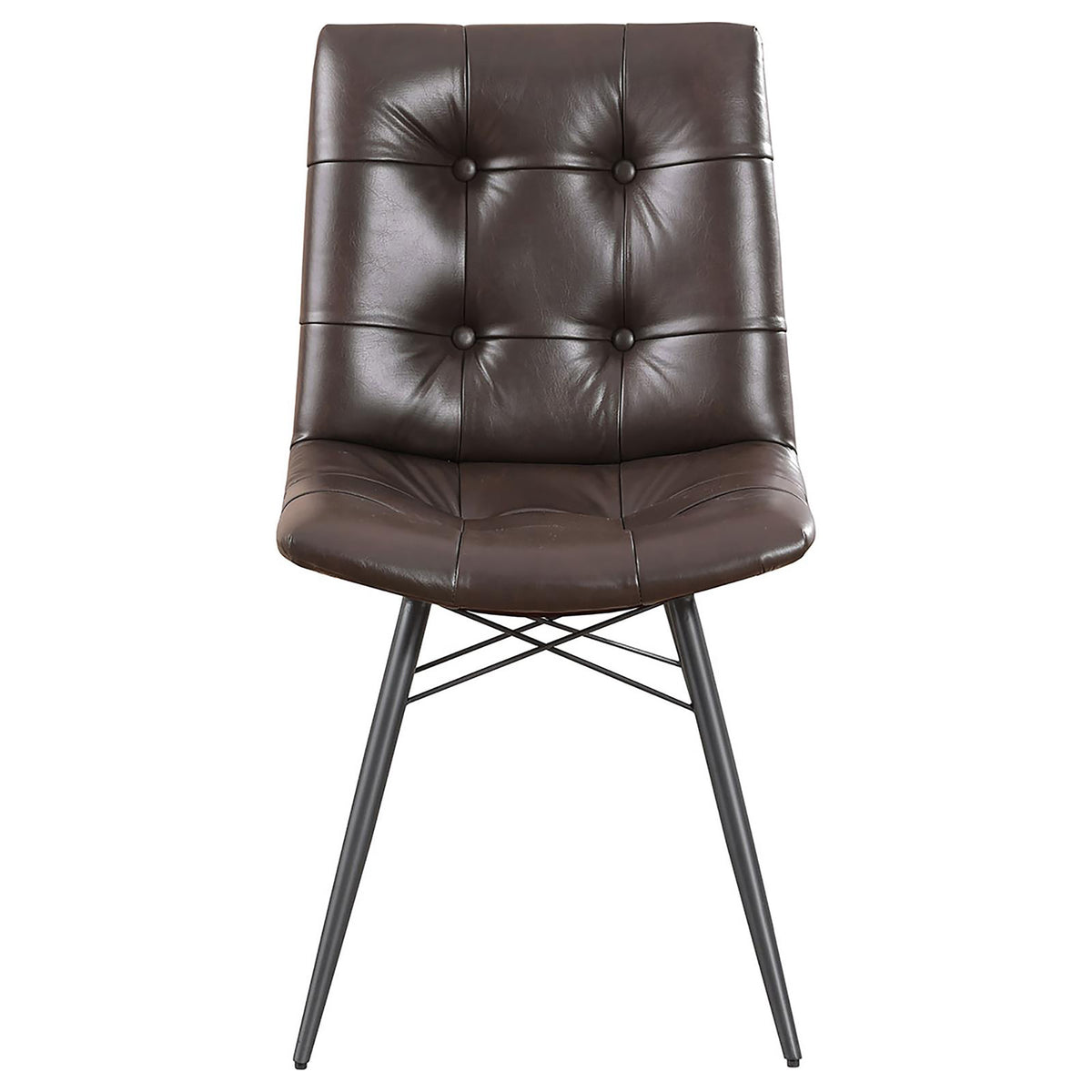 Brown And Gunmetal Back Dining Chairs Set Of 4 Brown Dining Room Industrial Side Chair Tufted Back Upholstered