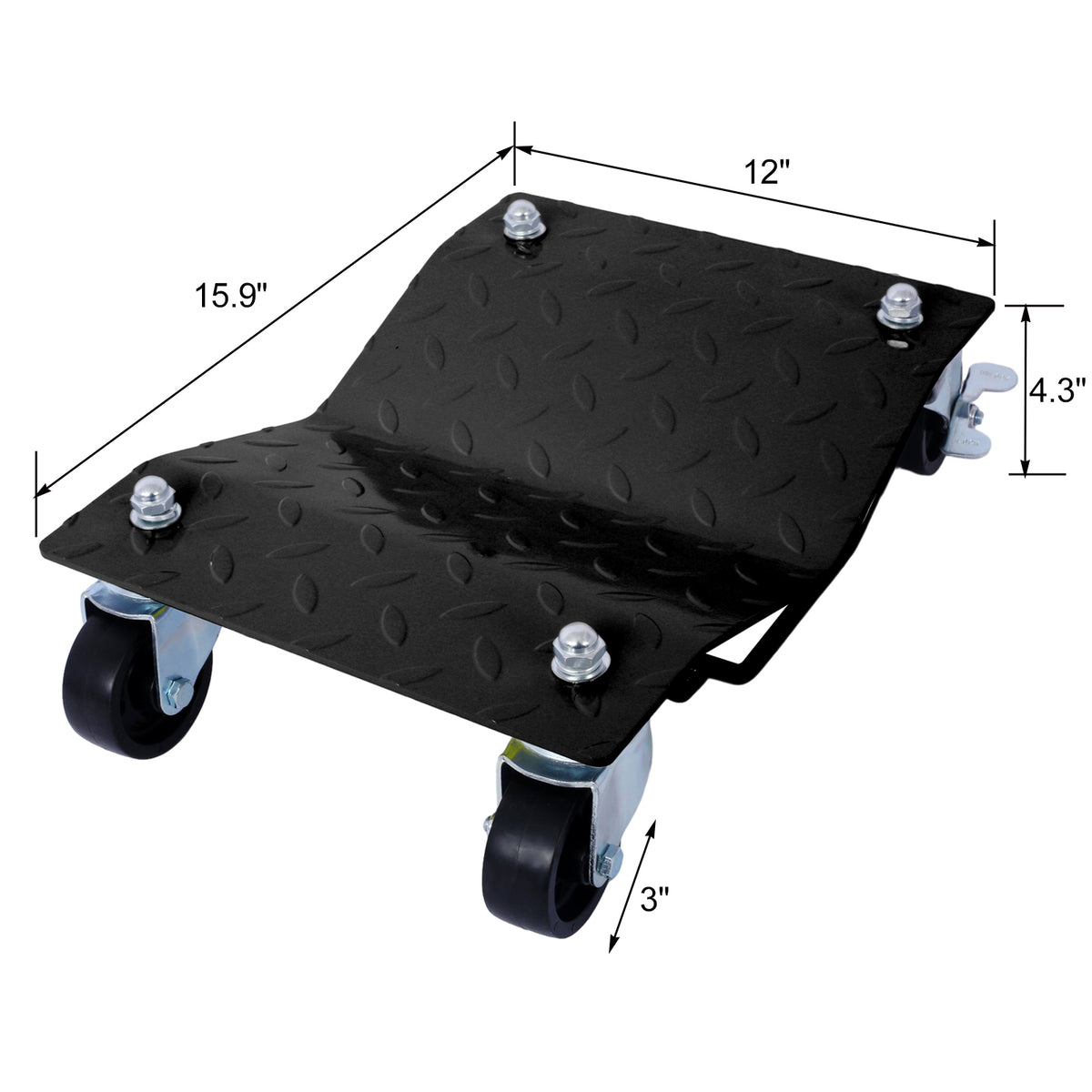 Car Dolly, Heavy Duty Wheel Dolly,4 Tire Wheel Dolly Car Stakes 6000Lbs Capacity,Black Black Steel